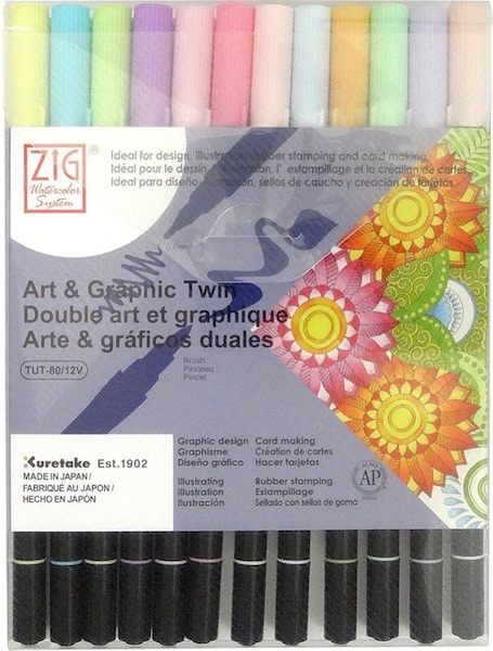 Zig Art & Graphic Twin Brush Pen Çift Uçlu Çizim Kalemi 12’li Set Pastel Renkler TUT-80/12VPA