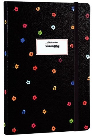 Victoria's Journals 14x20 Mini Flowers Noktalı Defter Siyah