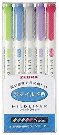 Zebra Mildliner Çift Uçlu Fosforlu Kalem Seti 5 Renk WKT-5C-NC