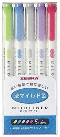 Zebra Mildliner Çift Uçlu Fosforlu Kalem Seti 5 Renk WKT-5C-NC