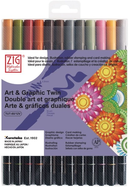 Zig Art & Graphic Twin Brush Pen Çift Uçlu Çizim Kalemi Muted 12’li Set TUT-80/12VMU