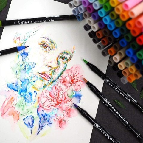 Zig Art & Graphic Twin Brush Pen Çift Uçlu Çizim Kalemi Muted 12’li Set TUT-80/12VMU