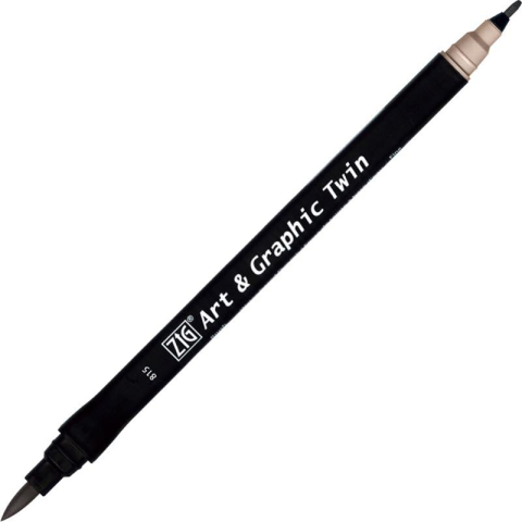 Zig Art & Graphic Twin Brush Pen Çift Uçlu Çizim Kalemi Naturel Gray TUT-80 890