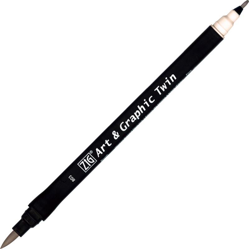 Zig Art & Graphic Twin Brush Pen Çift Uçlu Çizim Kalemi Gray Tint TUT-80 805