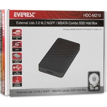 Everest Hdc-M210 Harici Usb 3.0 M.2 Ngff/Msata Combo Ssd Ssd Hdd Kutusu