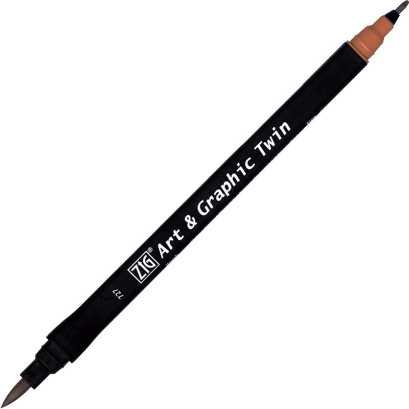 Zig Art & Graphic Twin Brush Pen Çift Uçlu Çizim Kalemi Deep Reddish Brown TUT-80 827