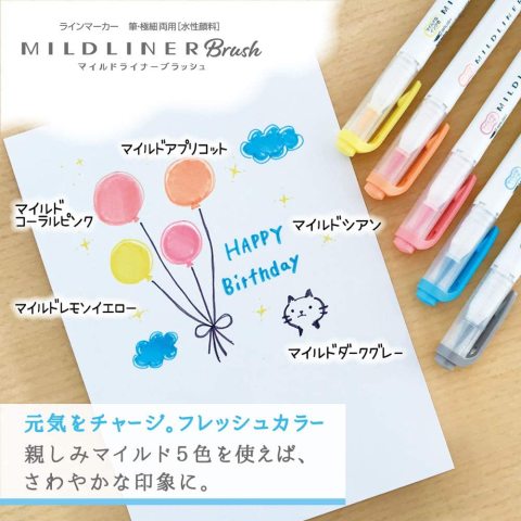 Zebra Mildliner Çift Uçlu Brush Pen 5 Renk WFT8-N-5C