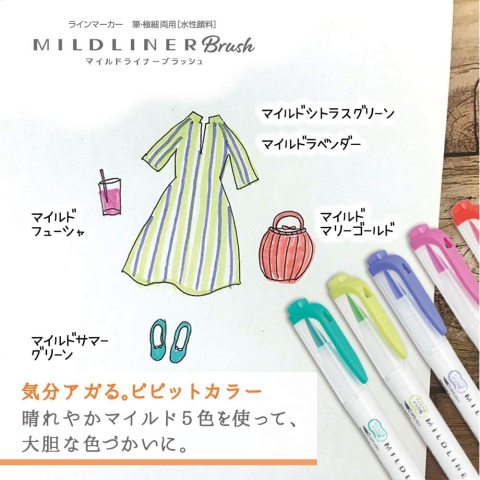 Zebra Mildliner Çift Uçlu Brush Pen 5 Renk WFT8-N-5C