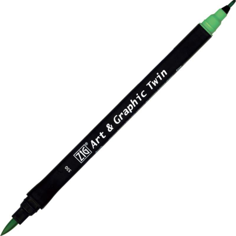 Zig Art & Graphic Twin Brush Pen Çift Uçlu Çizim Kalemi Emerald Green TUT-80 550