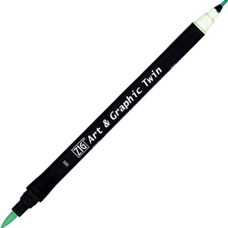 Zig Art & Graphic Twin Brush Pen Çift Uçlu Çizim Kalemi Green Shadow TUT-80 505