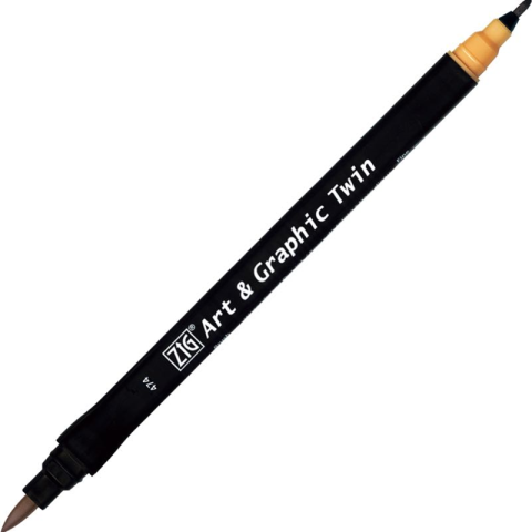Zig Art & Graphic Twin Brush Pen Çift Uçlu Çizim Kalemi Mustard TUT-80 474
