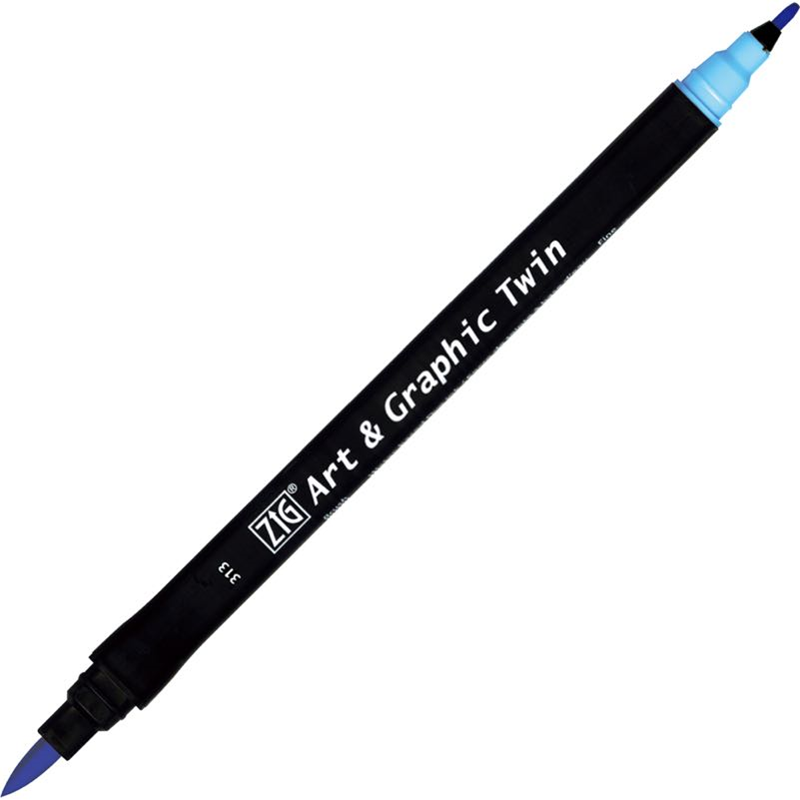 Zig Art & Graphic Twin Brush Pen Çift Uçlu Çizim Kalemi Baby Blue TUT-80 313