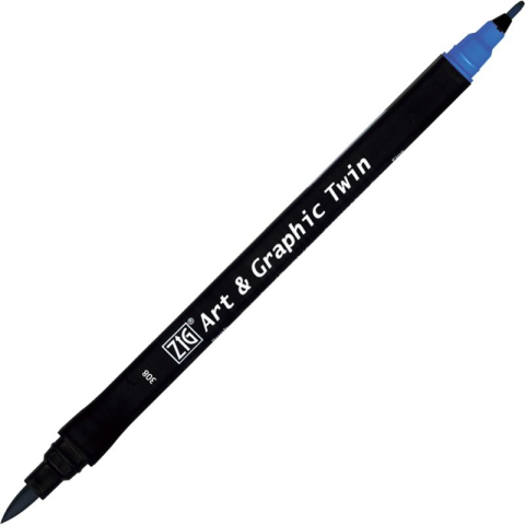 Zig Art & Graphic Twin Brush Pen Çift Uçlu Çizim Kalemi Cornflour Blue TUT-80 308