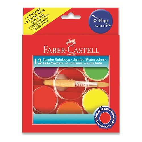 Faber-Castell 40mm Jumbo Suluboya 12 Renk