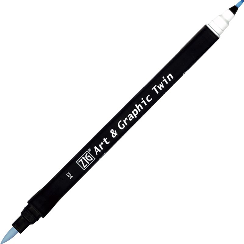 Zig Art & Graphic Twin Brush Pen Çift Uçlu Çizim Kalemi Haze Blue TUT-80 302