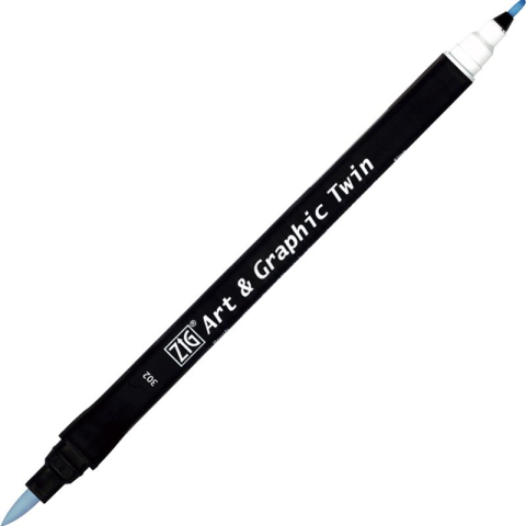 Zig Art & Graphic Twin Brush Pen Çift Uçlu Çizim Kalemi Haze Blue TUT-80 302