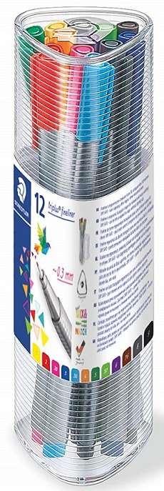 Staedtler Triplus Fineliner Kalem Seti 12 Renk Üçgen Kutu