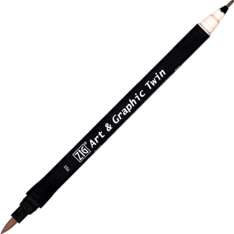 Zig Art & Graphic Twin Brush Pen Çift Uçlu Çizim Kalemi Gray Brown TUT-80 087