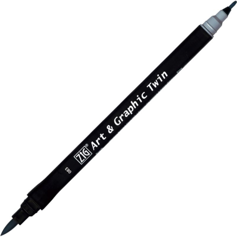 Zig Art & Graphic Twin Brush Pen Çift Uçlu Çizim Kalemi Blue Grey TUT-80 083