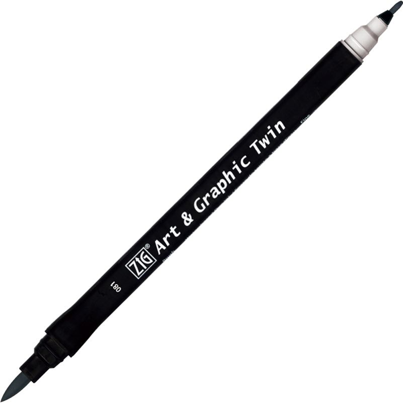 Zig Art & Graphic Twin Brush Pen Çift Uçlu Çizim Kalemi Dawn Grey TUT-80 081