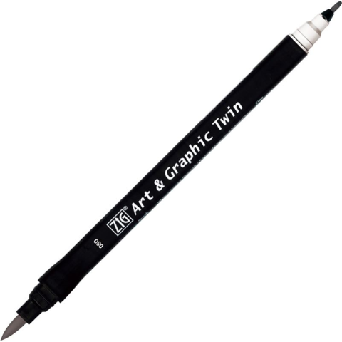Zig Art & Graphic Twin Brush Pen Çift Uçlu Çizim Kalemi Light Grey TUT-80 080