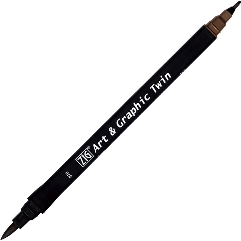 Zig Art & Graphic Twin Brush Pen Çift Uçlu Çizim Kalemi Dark Brown TUT-80 076