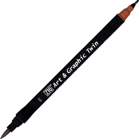 Zig Art & Graphic Twin Brush Pen Çift Uçlu Çizim Kalemi Brown TUT-80 072
