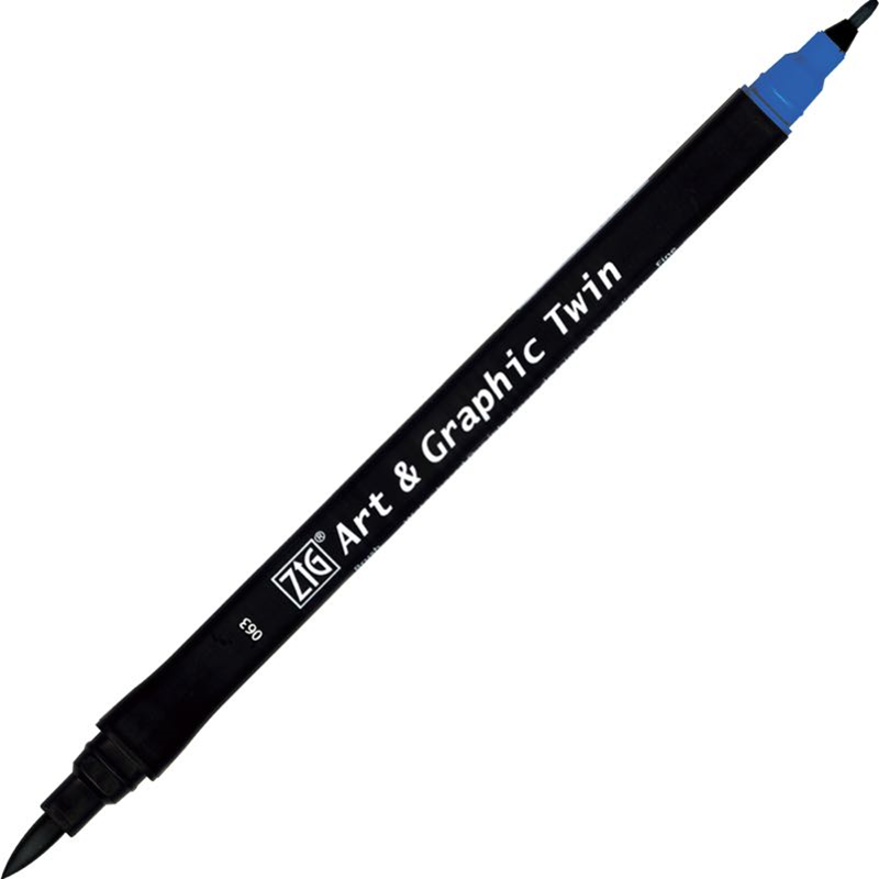 Zig Art & Graphic Twin Brush Pen Çift Uçlu Çizim Kalemi Dull Blue TUT-80 063