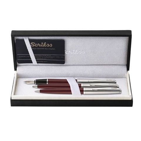 Scrikss 78  3 Lü Kalem Takımı Bordo