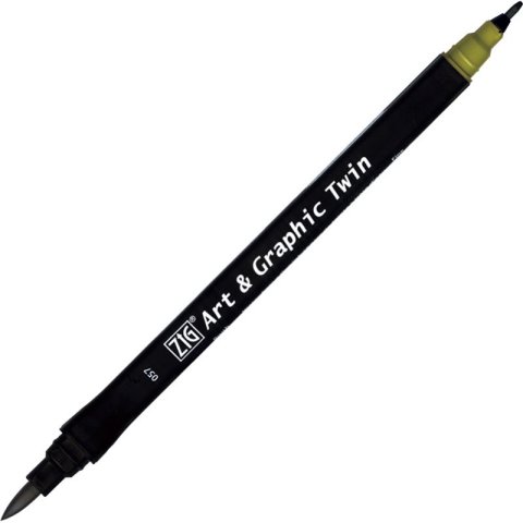 Zig Art & Graphic Twin Brush Pen Çift Uçlu Çizim Kalemi Olive Green TUT-80 057