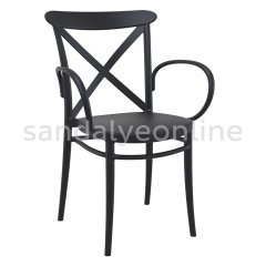 Cross Armrest Plastic Chair