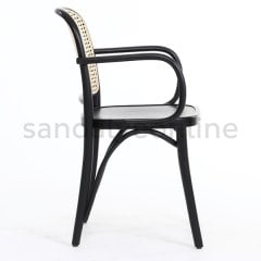 Lina Hazeranlı Wooden Chair with Arm Black