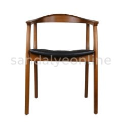 Bull Armrest Wooden Cafe Chair