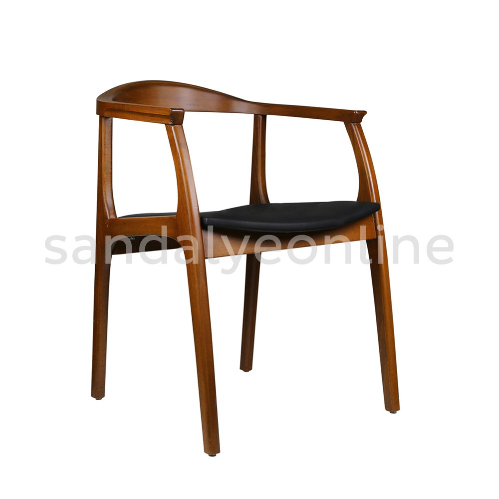 Bull Armrest Wooden Cafe Chair