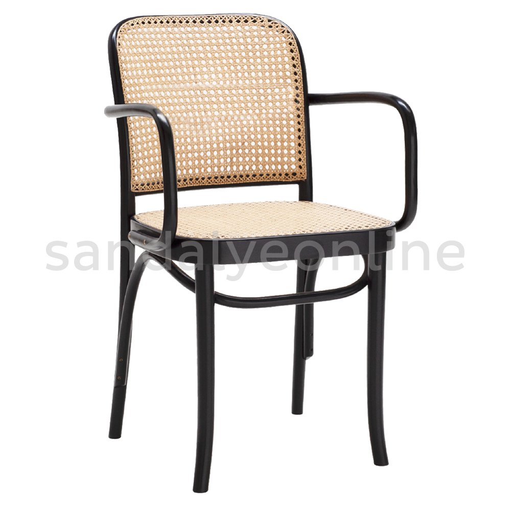 Lina Hazeran Black Wooden Chair with Armrest