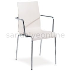 Icon Dining Hall Chair With Armrest White