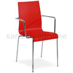 İcon Kolçaklı Yemekhane Sandalyesi Kırmızı