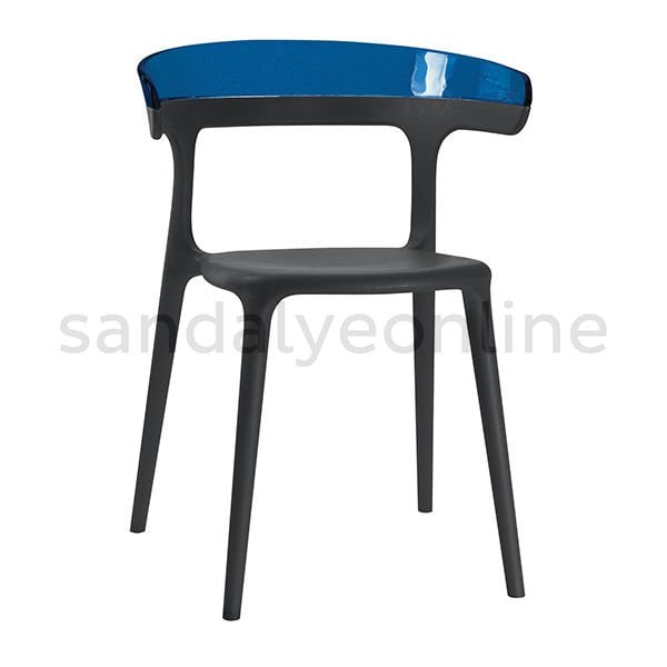 Pidri Plastic Cafeteria Chair Black-Blue