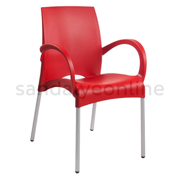 Vital Kolçaklı Plastik Bekleme Sandalyesi Kırmızı