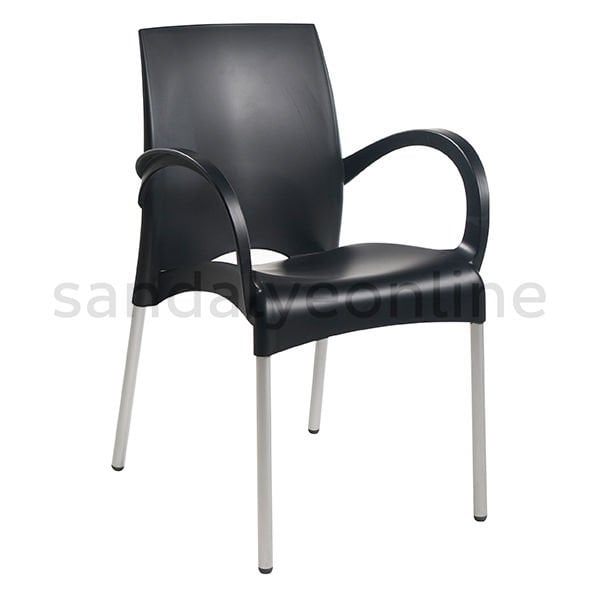 Vital Kolçaklı Plastik Bekleme Sandalyesi Siyah