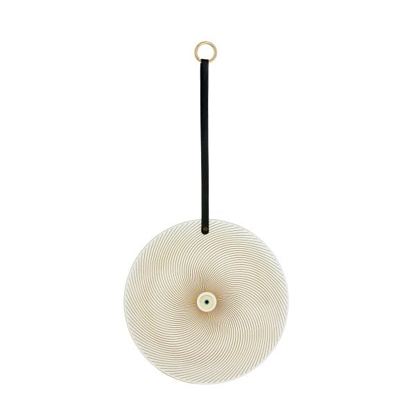 Deri Askılı Cam Nazarlık  [GOLD-25cm]