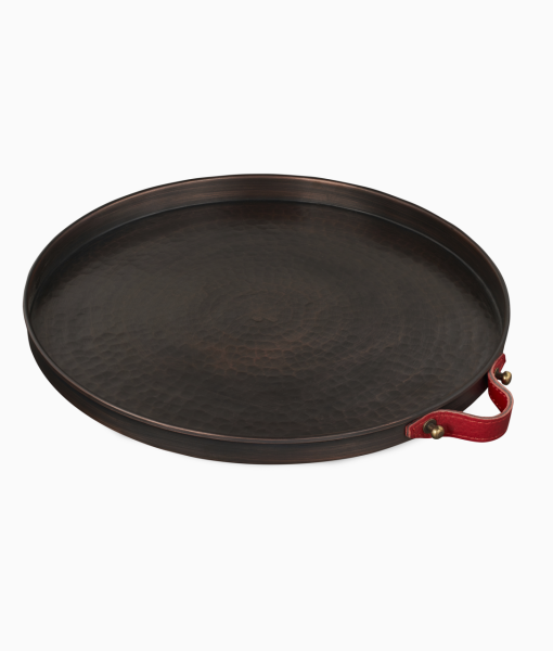 ALA Bakır Tepsi [Deri Kulp-28cm]