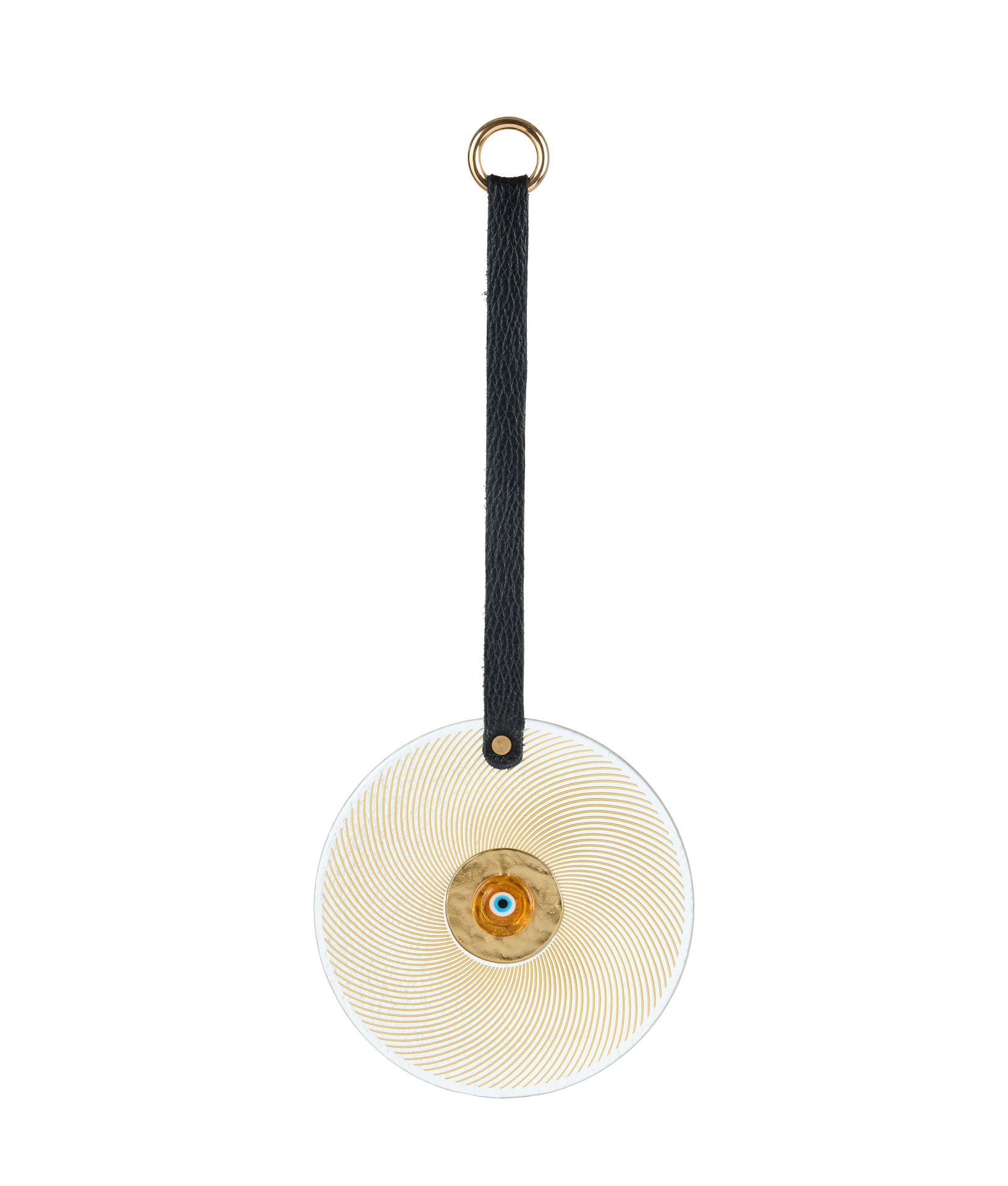 Deri Askılı Cam Nazarlık  [GOLD-14cm]