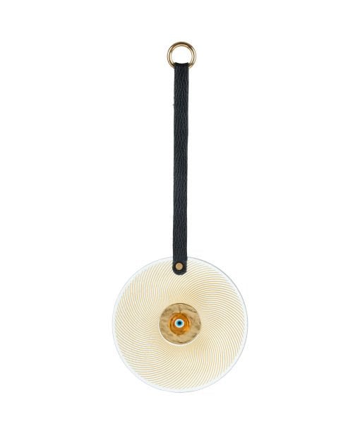 Deri Askılı Cam Nazarlık  [GOLD-14cm]