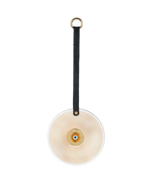 Deri Askılı Cam Nazarlık  [Bakır-14cm]