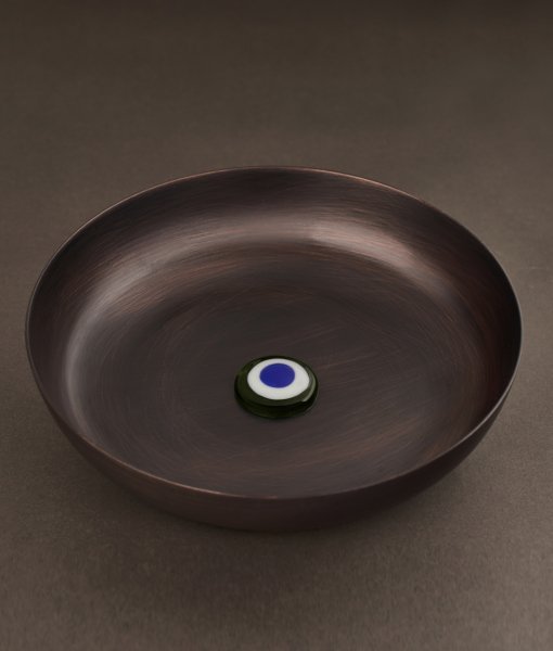 Bakır Hamam Tası[ Yeşil/Kobalt-17cm]