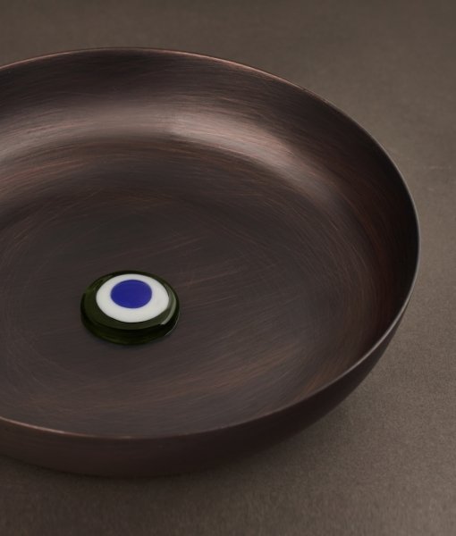 Bakır Hamam Tası[ Yeşil/Kobalt-17cm]