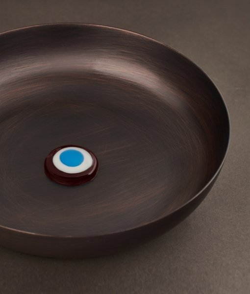 Bakır Hamam Tası [Kırmızı/Turkuaz-17cm]