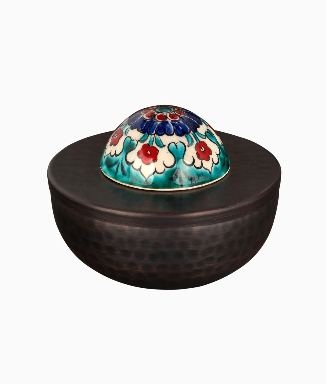 KUBBELİ Bakır Lokumluk [Çini Kubbe Dekor No:L1-11cmx9cm]