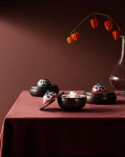 KUBBELİ Bakır Lokumluk [Çini Kubbe Dekor No:L2-11cmx9cm]